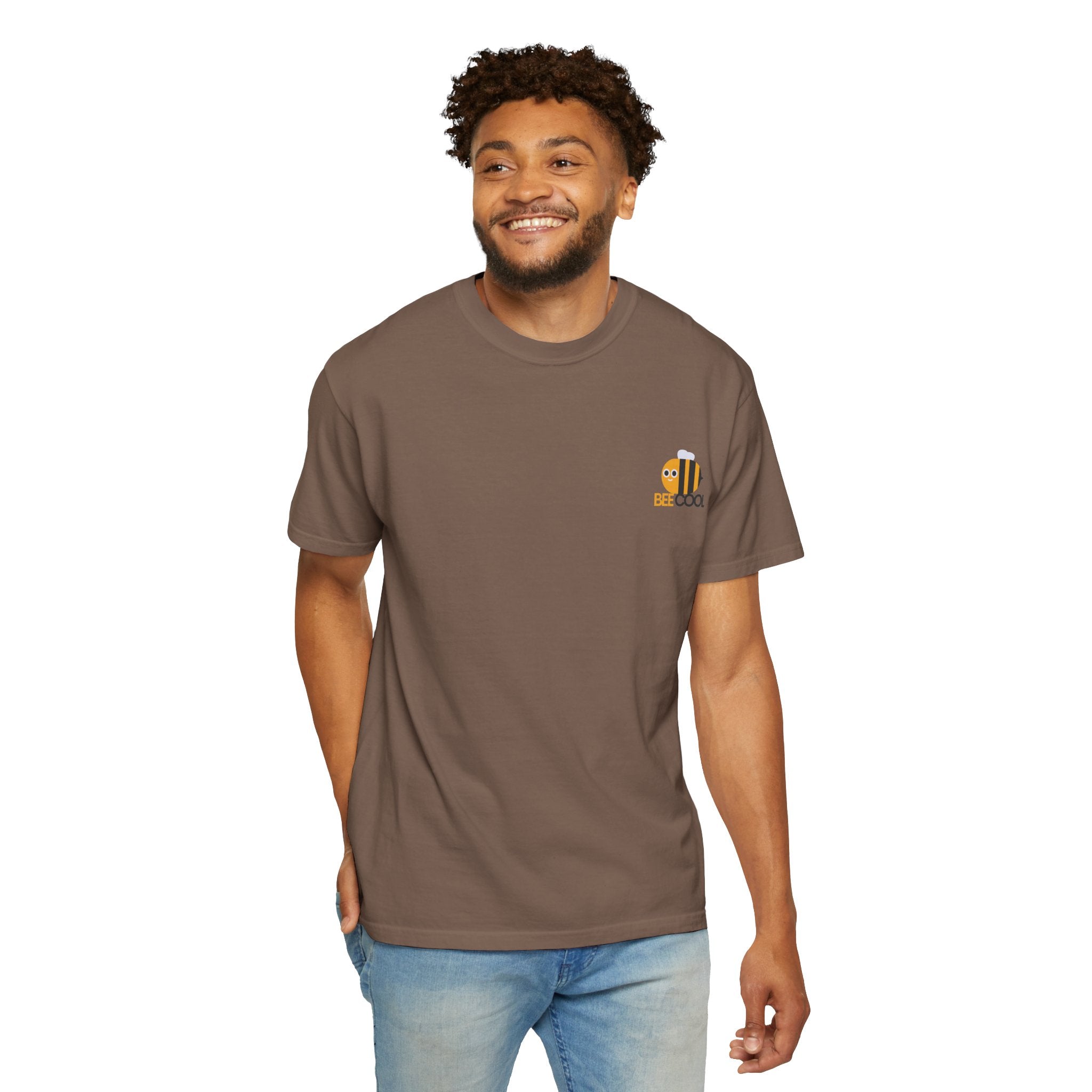 Leafen Bee Cool Unisex Garment-Dyed T-shirt, Casual Wear, Summer Vibe, Gift for Friends, Relaxed Everyday Style