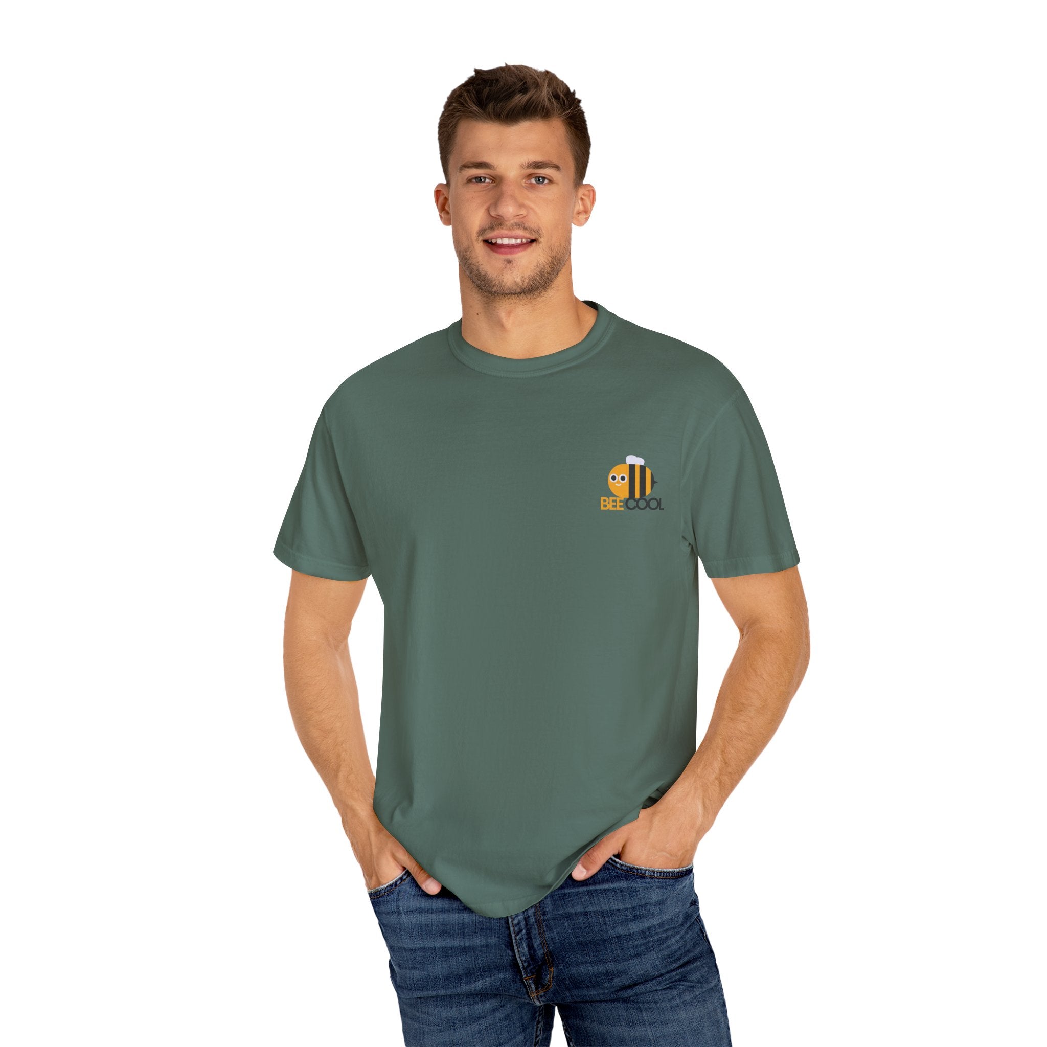 Leafen Bee Cool Unisex Garment-Dyed T-shirt, Casual Wear, Summer Vibe, Gift for Friends, Relaxed Everyday Style