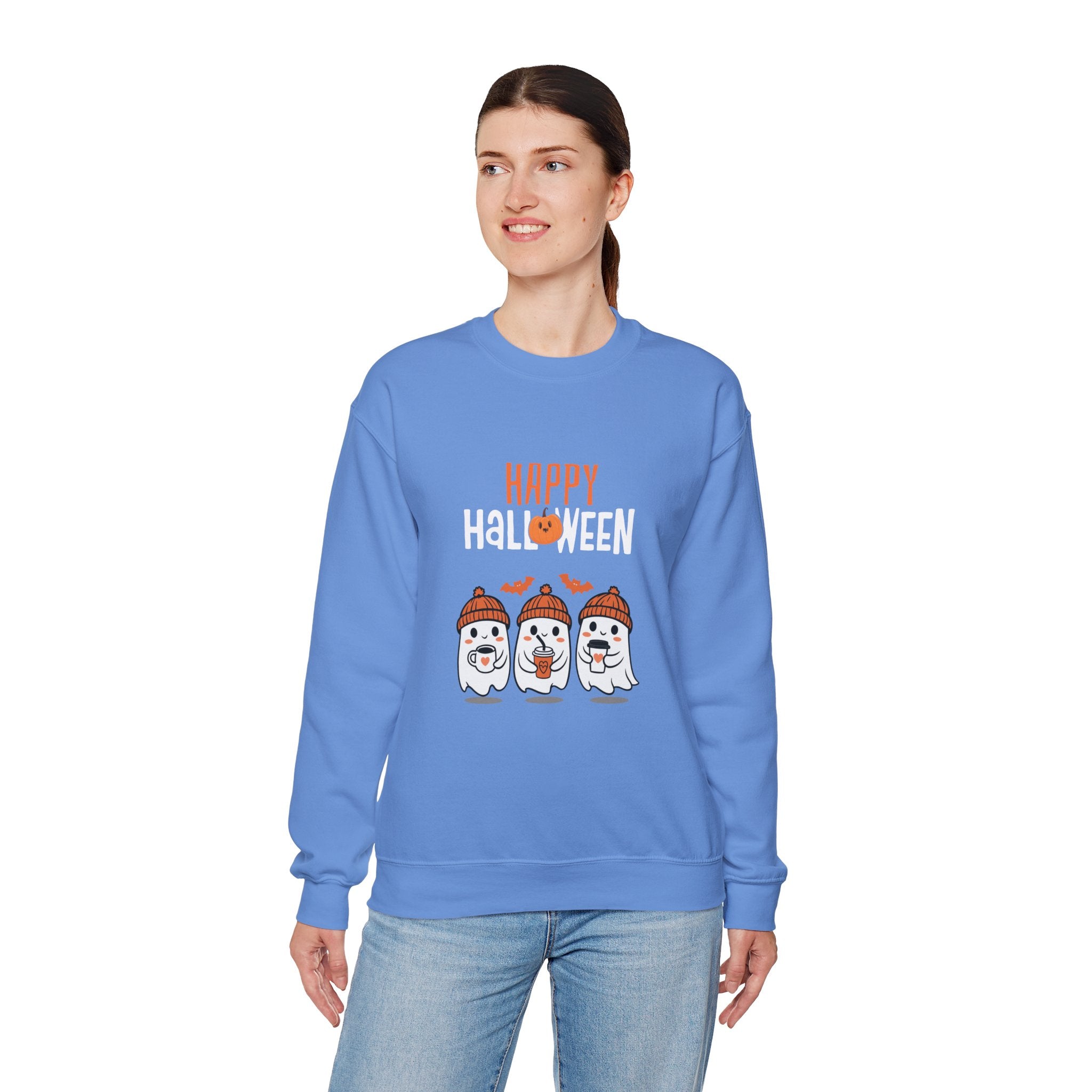 Leafen Happy Halloween Sweatshirt, Cozy Crewneck, Unisex Gift, Perfect for Halloween, Casual Wear