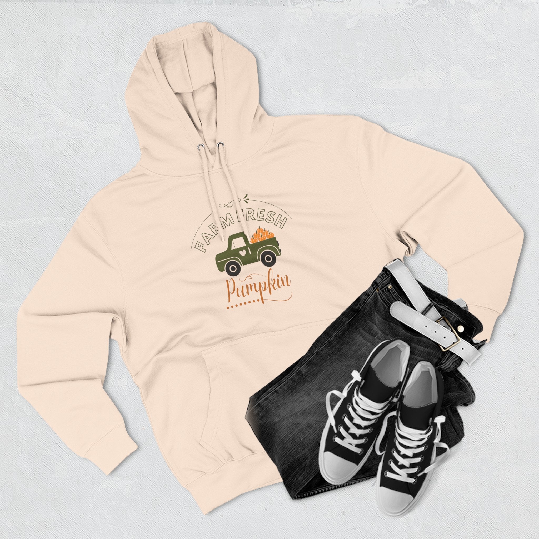 Leafen Autumn Fleece Hoodie - Peace, Love, Fall Design, Cozy Sweatshirt, Perfect for Thanksgiving, Fall Fashion, Gift Idea