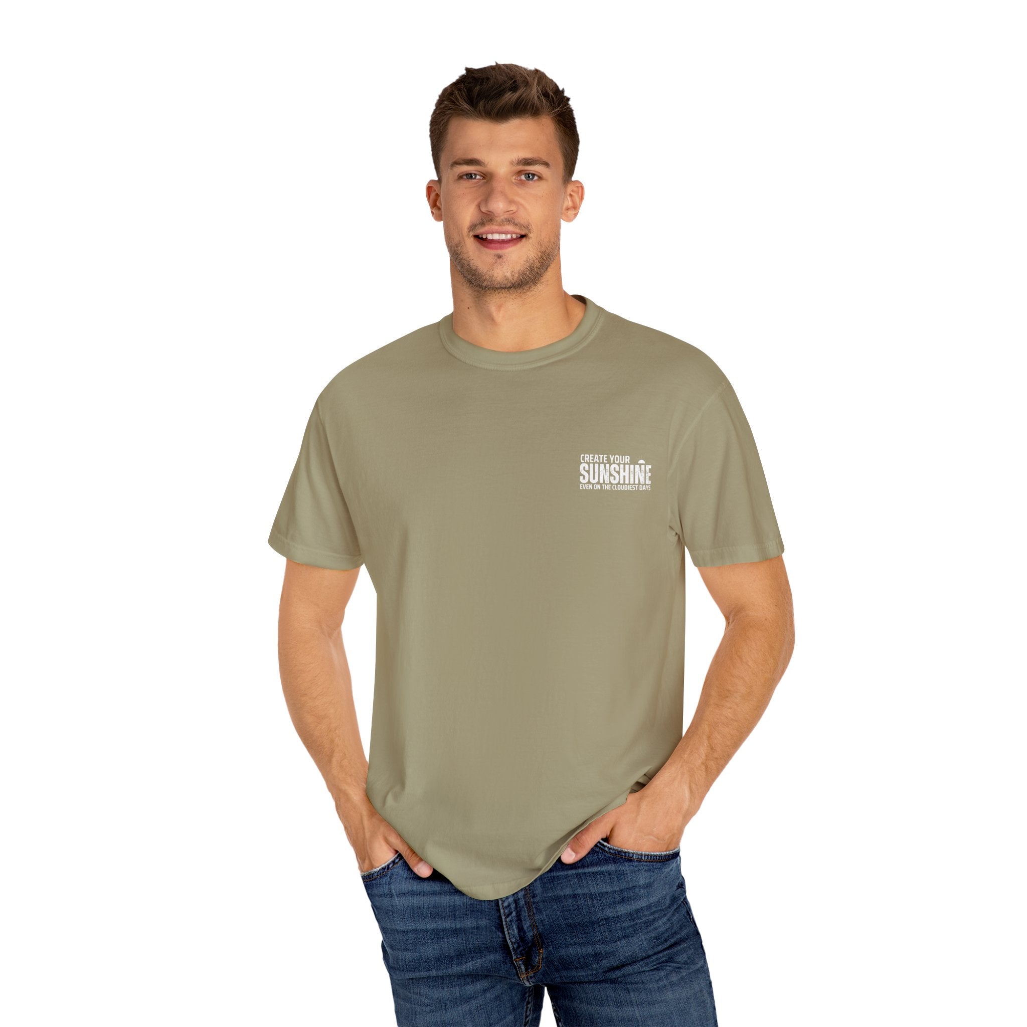 Leafen Create Sunshine Unisex Garment-Dyed T-shirt, Casual Wear, Summer Vibe, Gift for Friends, Relaxed Everyday Style