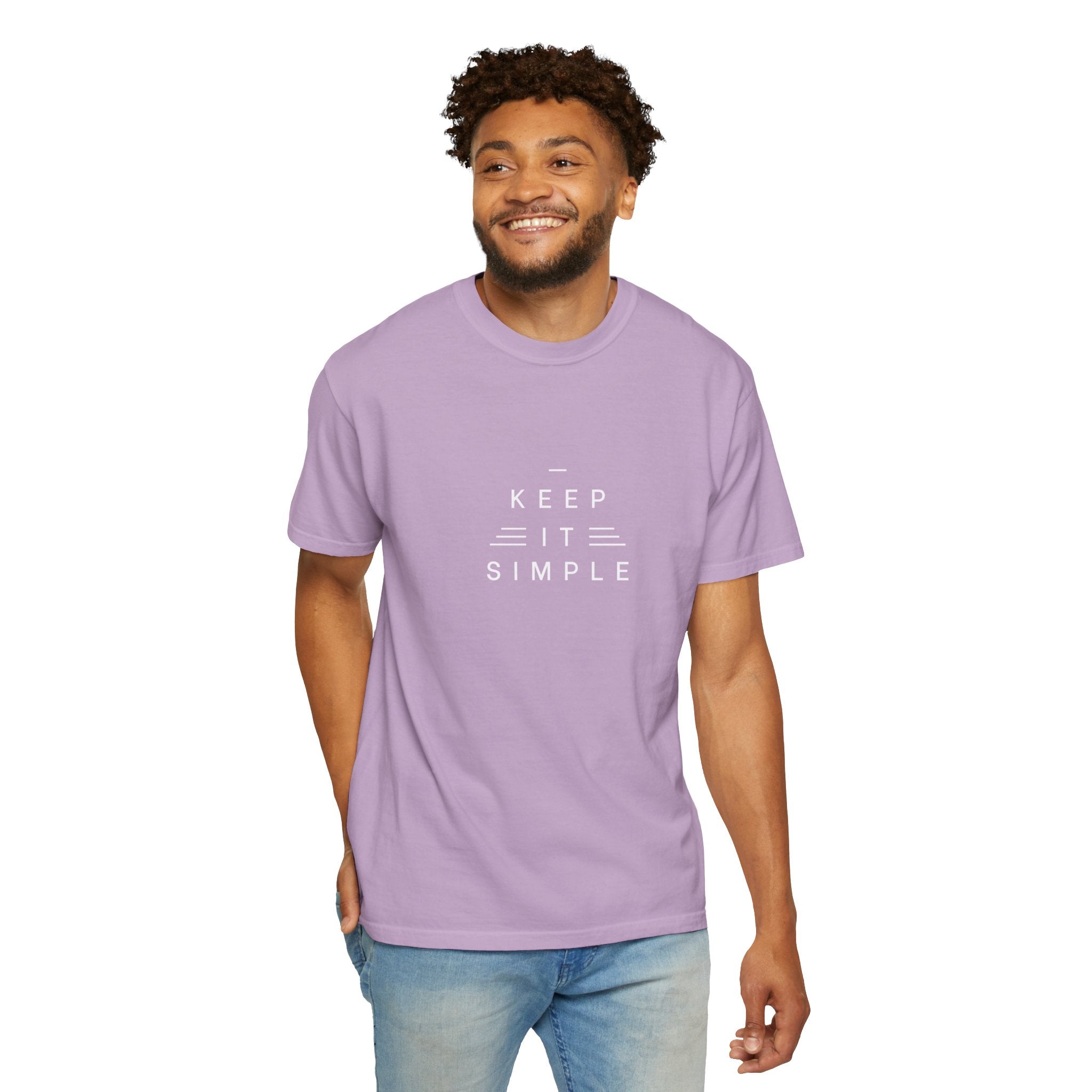 Leafen Keep it Simple Unisex Garment-Dyed T-shirt, Casual Wear, Summer Vibe, Gift for Friends, Relaxed Everyday Style