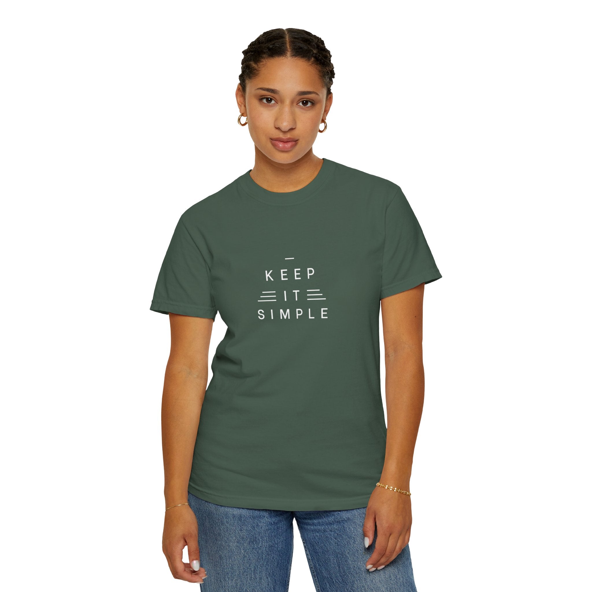 Leafen Keep it Simple Unisex Garment-Dyed T-shirt, Casual Wear, Summer Vibe, Gift for Friends, Relaxed Everyday Style