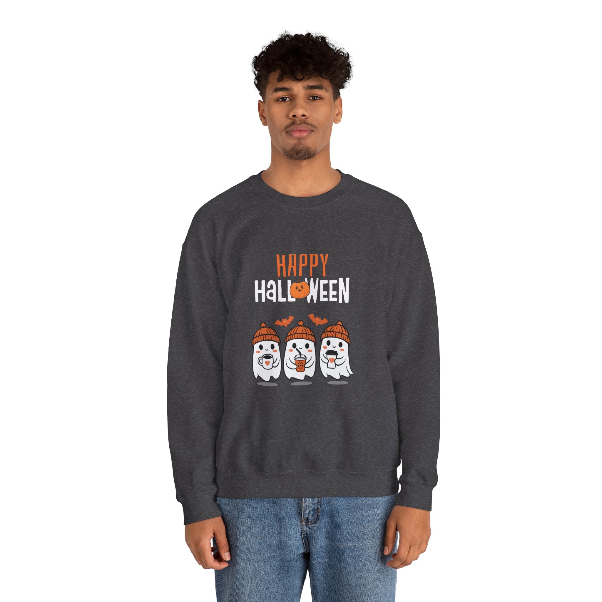 Leafen Happy Halloween Sweatshirt, Cozy Crewneck, Unisex Gift, Perfect for Halloween, Casual Wear