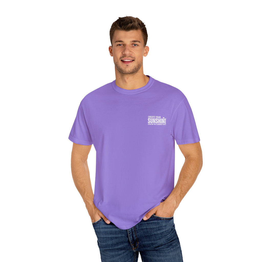 Leafen Create Sunshine Unisex Garment-Dyed T-shirt, Casual Wear, Summer Vibe, Gift for Friends, Relaxed Everyday Style