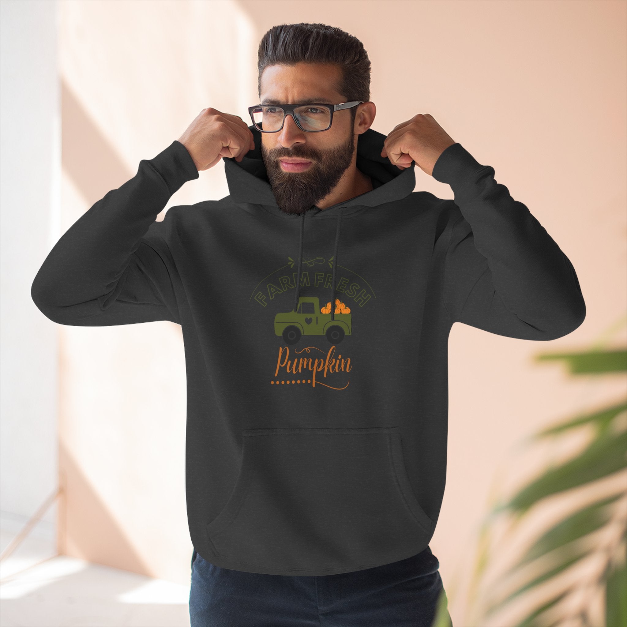 Leafen Autumn Fleece Hoodie - Peace, Love, Fall Design, Cozy Sweatshirt, Perfect for Thanksgiving, Fall Fashion, Gift Idea