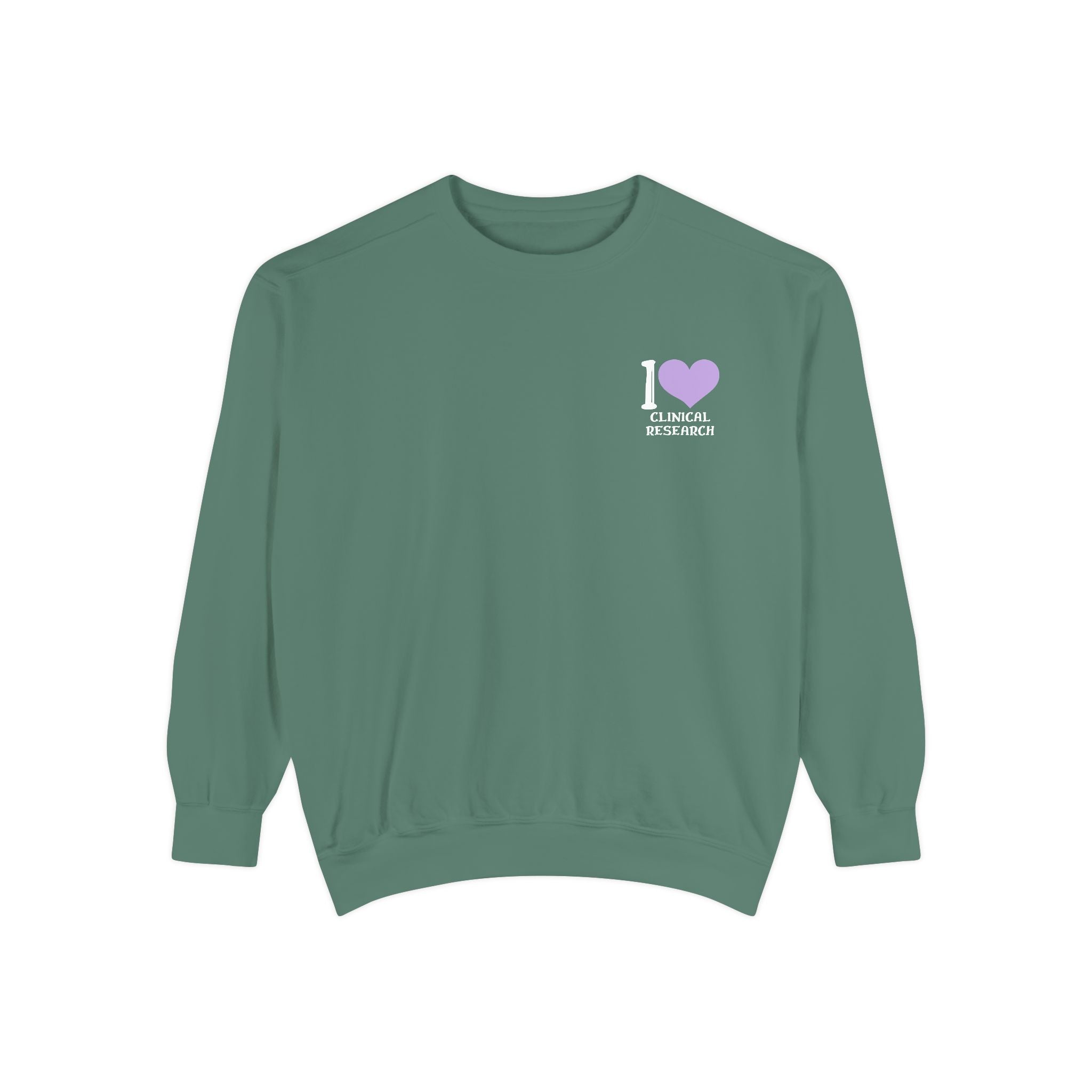 Leafen I Love Research Unisex Garment-Dyed Sweatshirt, Cozy Pullover Sweatshirt, Casual Streetwear, Gift for Her