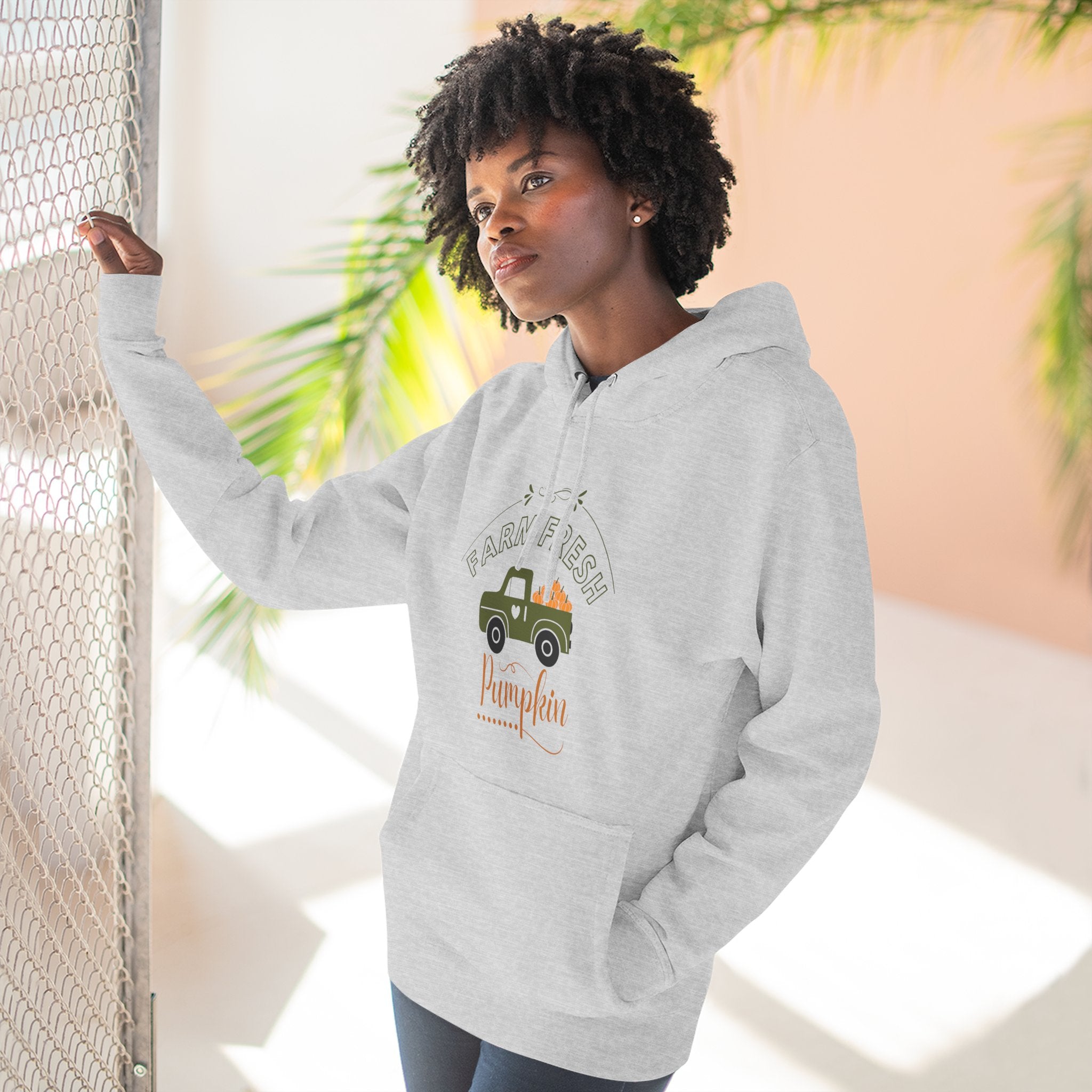 Leafen Autumn Fleece Hoodie - Peace, Love, Fall Design, Cozy Sweatshirt, Perfect for Thanksgiving, Fall Fashion, Gift Idea