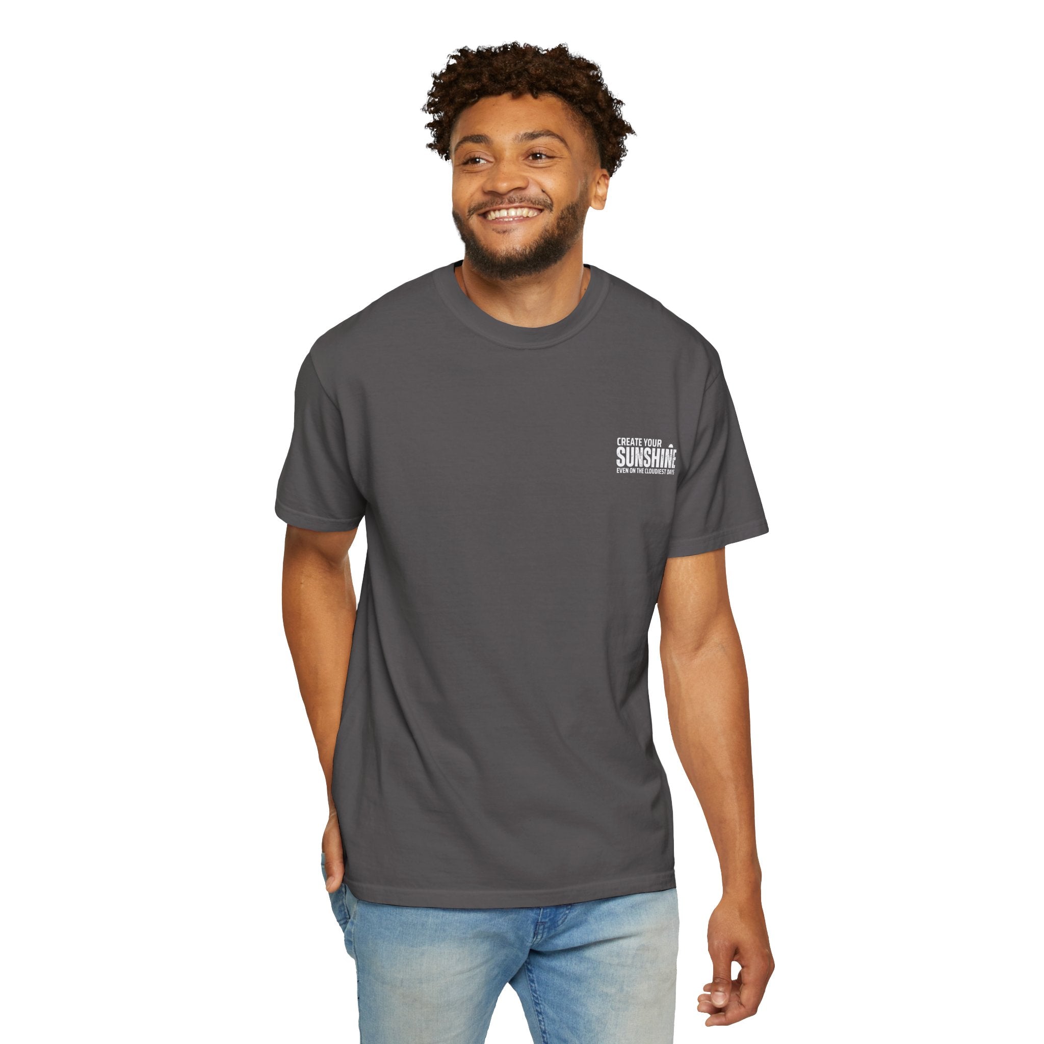 Leafen Create Sunshine Unisex Garment-Dyed T-shirt, Casual Wear, Summer Vibe, Gift for Friends, Relaxed Everyday Style