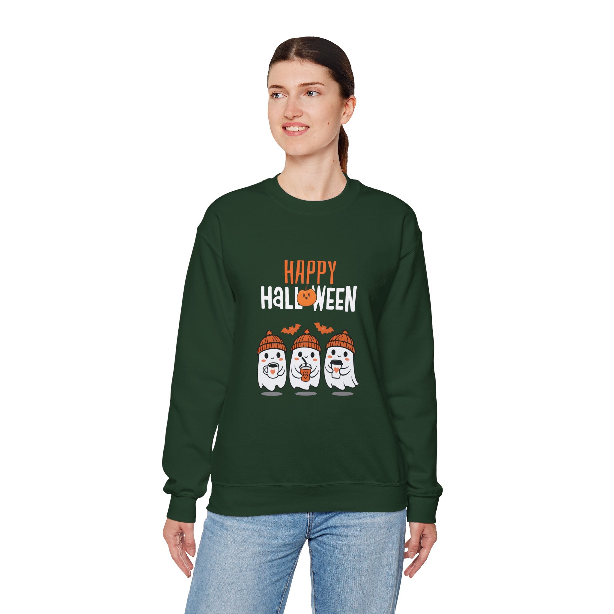 Leafen Happy Halloween Sweatshirt, Cozy Crewneck, Unisex Gift, Perfect for Halloween, Casual Wear