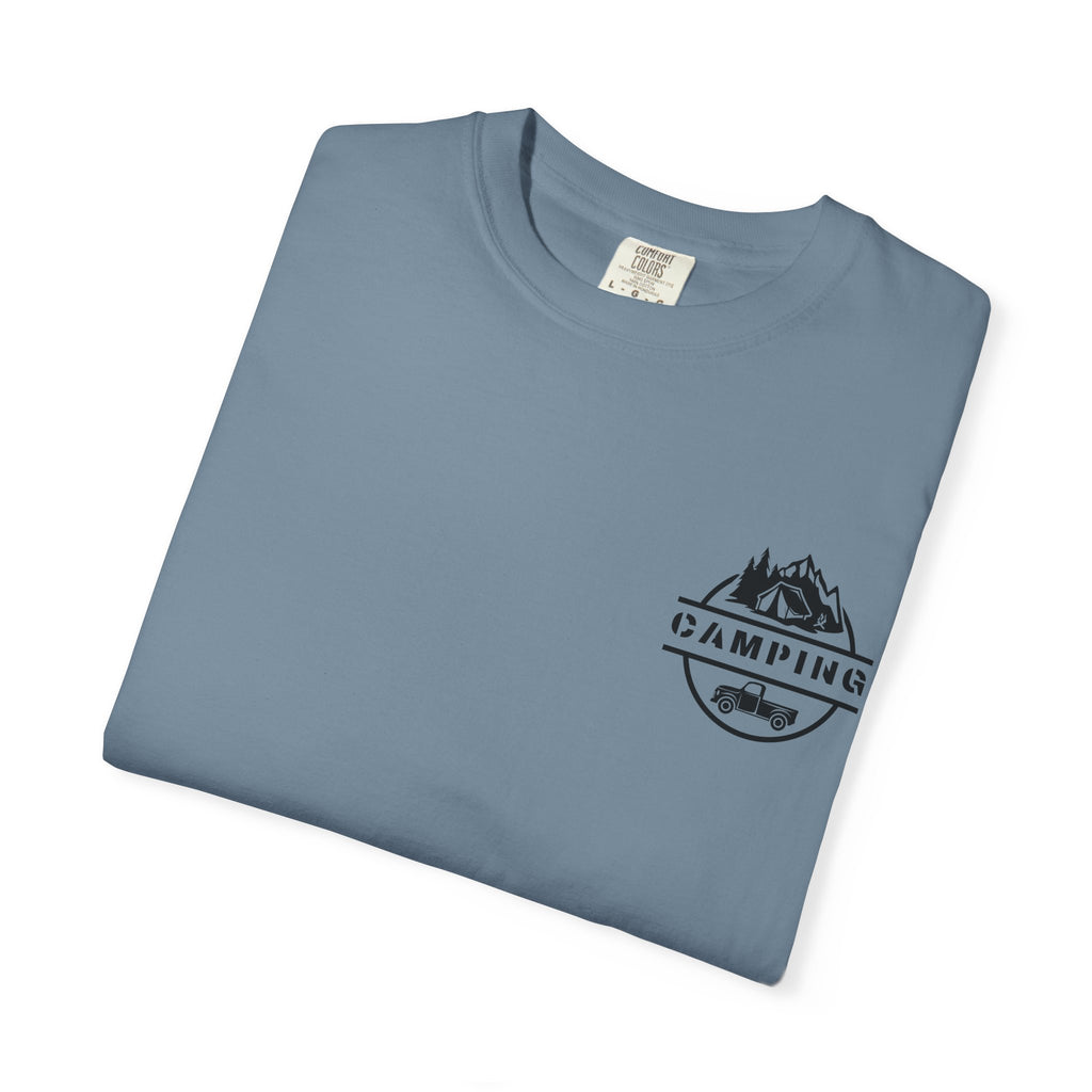Leafen Camping Unisex Garment-Dyed T-shirt, Casual Wear, Summer Vibe, Gift for Friends, Relaxed Everyday Style