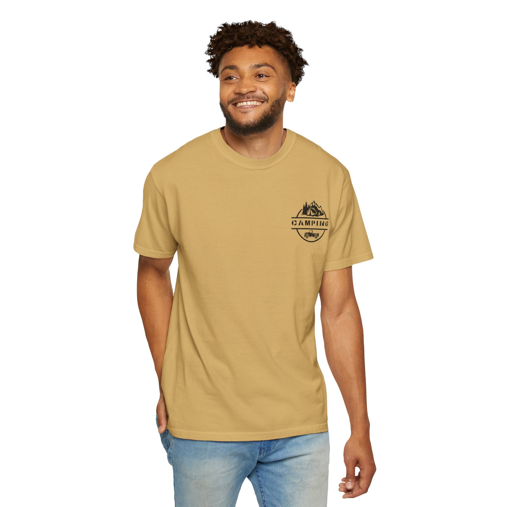 Leafen Camping Unisex Garment-Dyed T-shirt, Casual Wear, Summer Vibe, Gift for Friends, Relaxed Everyday Style