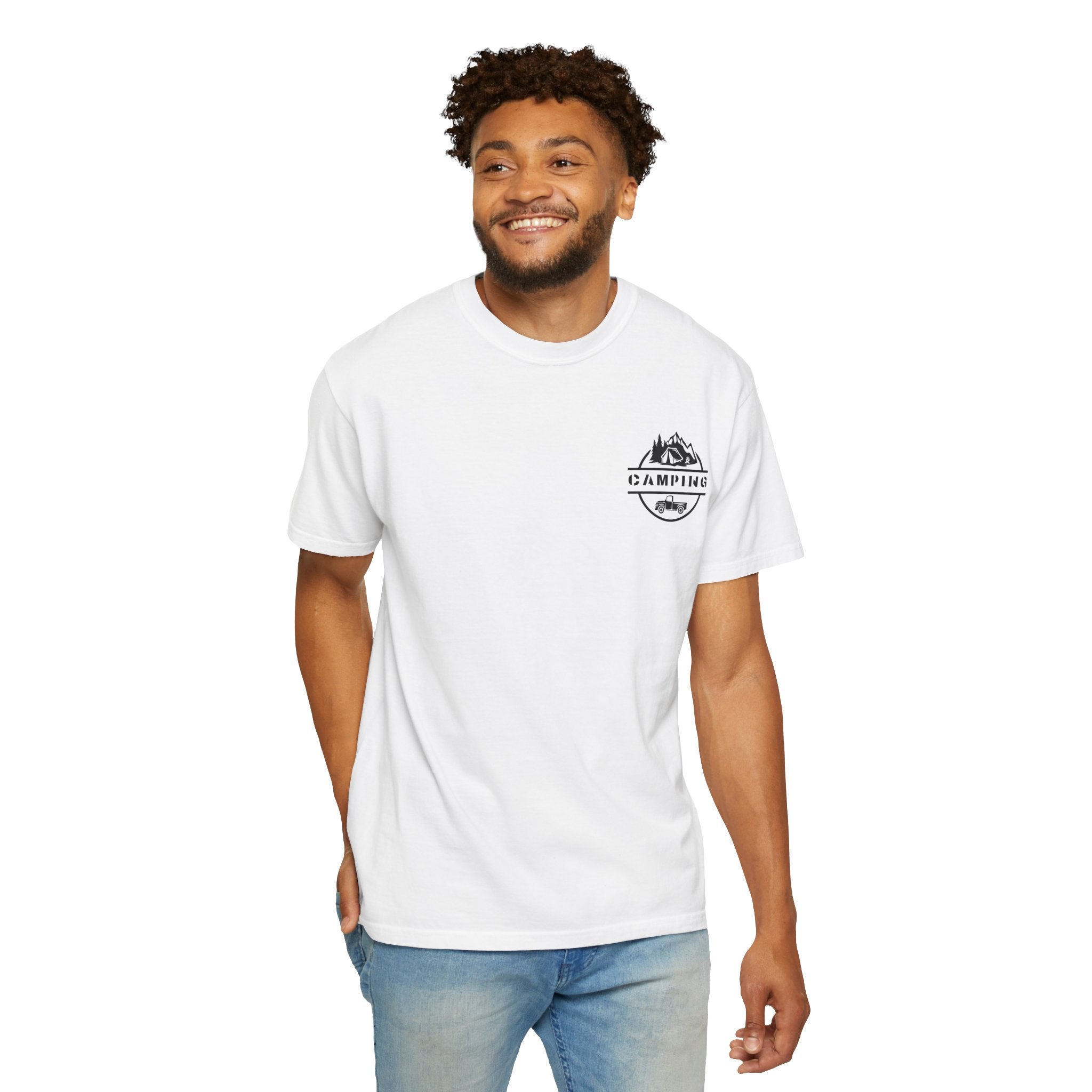 Leafen Camping Unisex Garment-Dyed T-shirt, Casual Wear, Summer Vibe, Gift for Friends, Relaxed Everyday Style