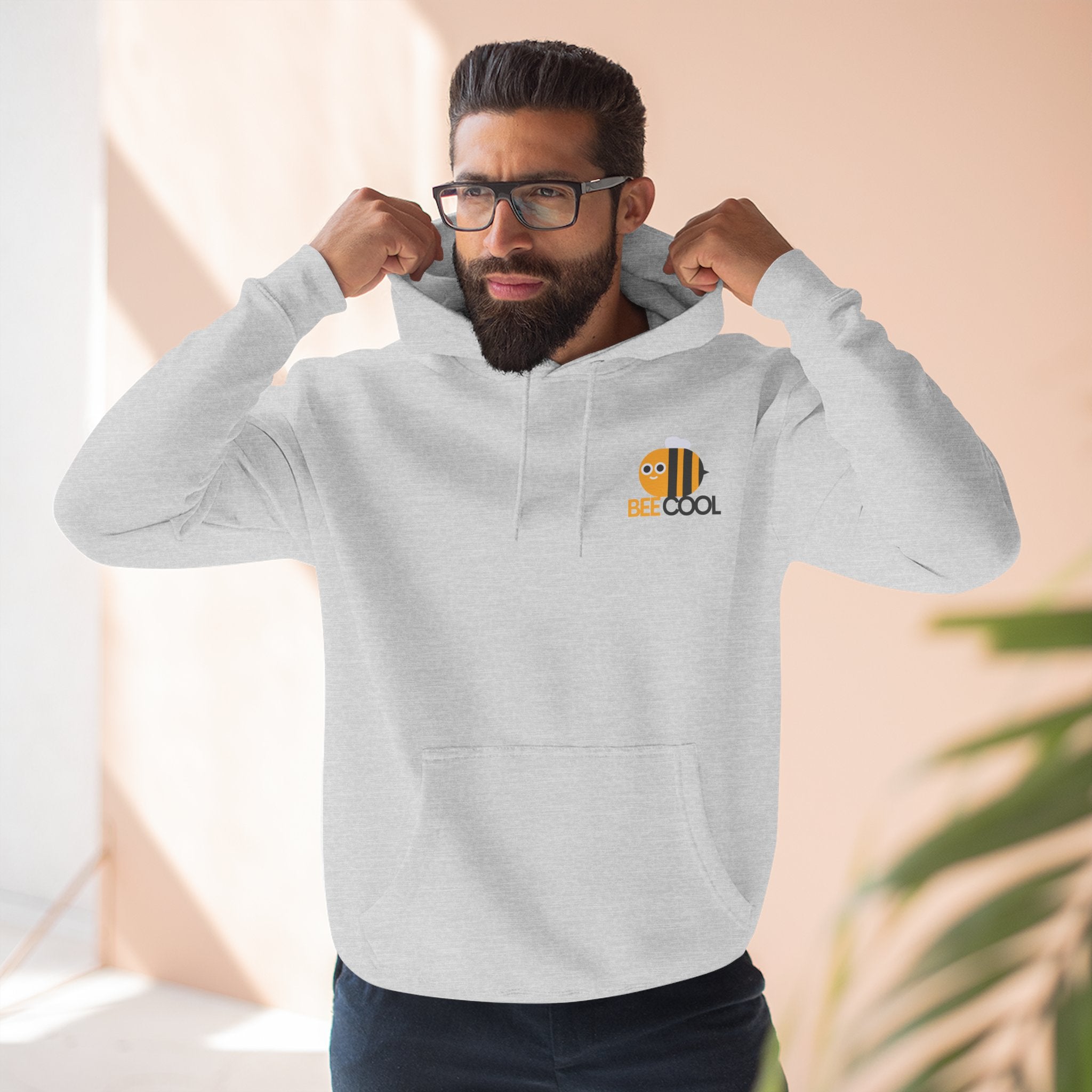 Leafen Bee Cool Fleece Hoodie - Fall Design, Cozy Sweatshirt, Perfect for cool weather, Fall Fashion, Gift Idea