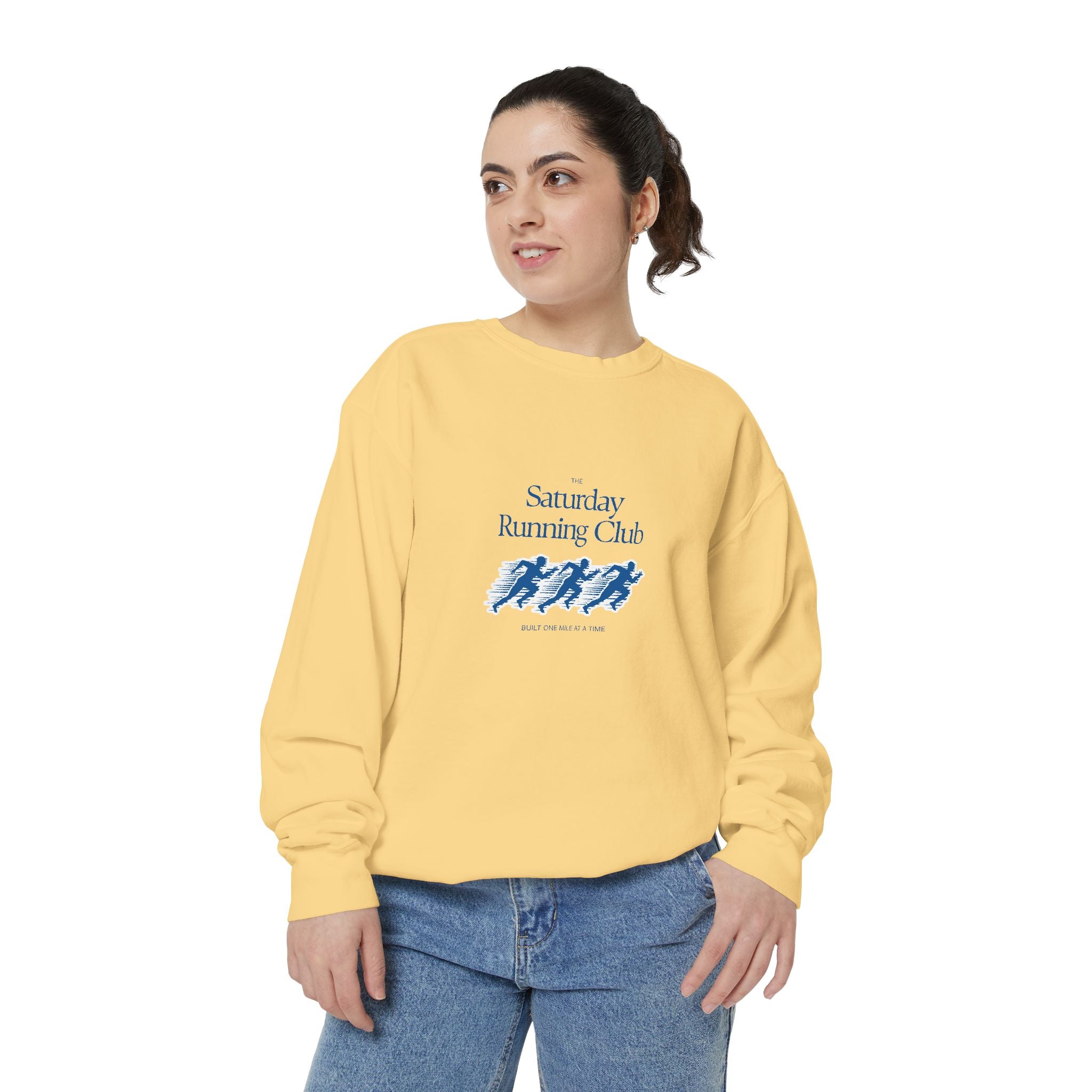 Running Club Unisex Garment-Dyed Sweatshirt, Cozy Pullover Sweatshirt, Casual Streetwear, Gift for Her