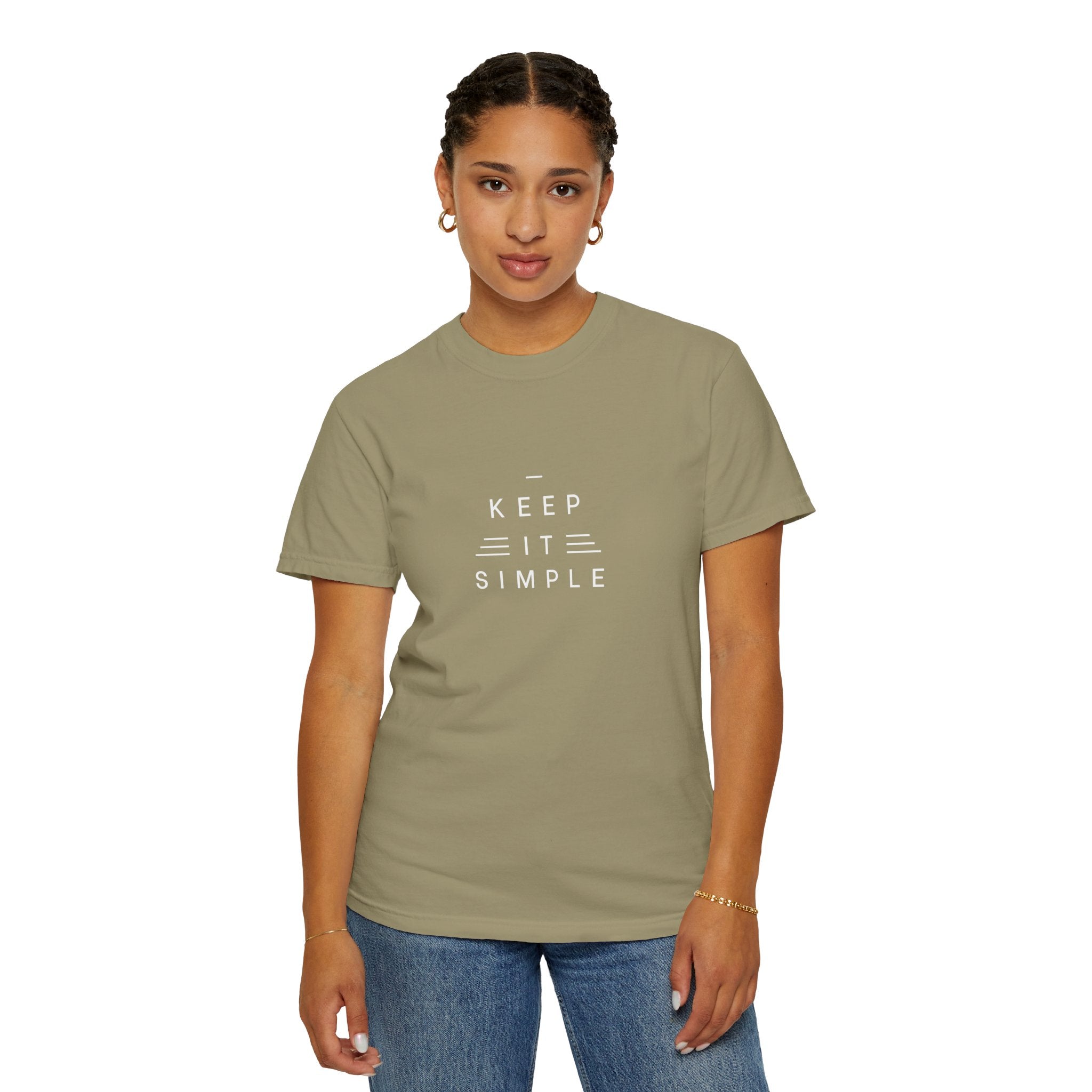Leafen Keep it Simple Unisex Garment-Dyed T-shirt, Casual Wear, Summer Vibe, Gift for Friends, Relaxed Everyday Style