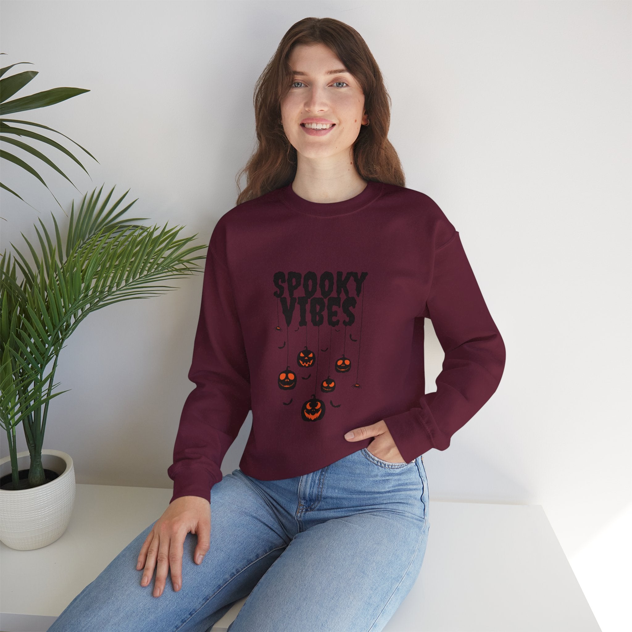 Leafen Spooky Vibes Unisex Garment-Dyed T-Shirt – 100% Ring-Spun Cotton, Soft Relaxed Fit Crewneck Tee for Men & Women