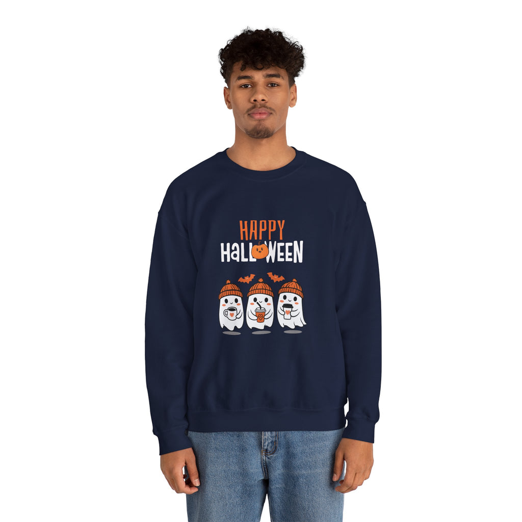 Leafen Happy Halloween Sweatshirt, Cozy Crewneck, Unisex Gift, Perfect for Halloween, Casual Wear