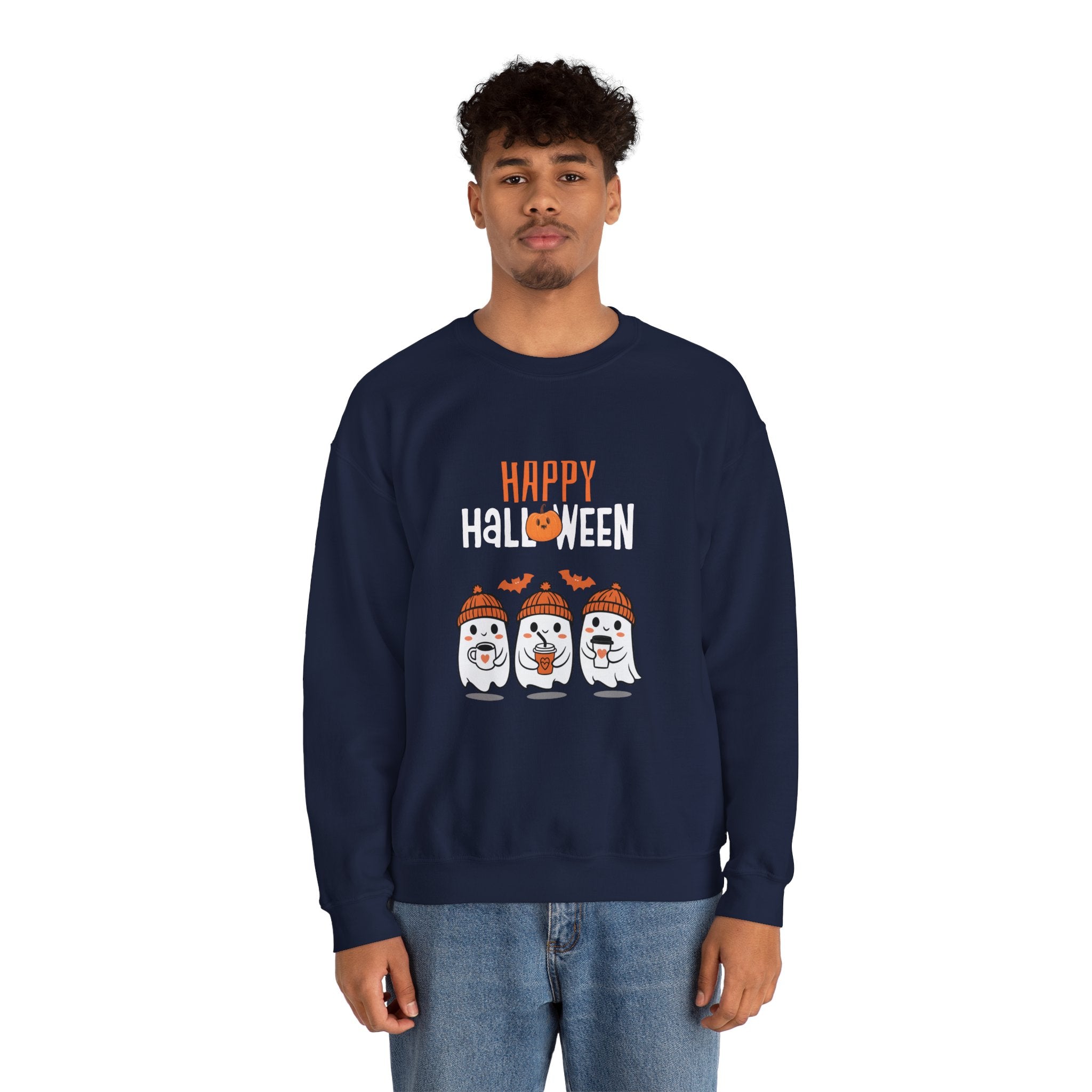 Leafen Happy Halloween Sweatshirt, Cozy Crewneck, Unisex Gift, Perfect for Halloween, Casual Wear