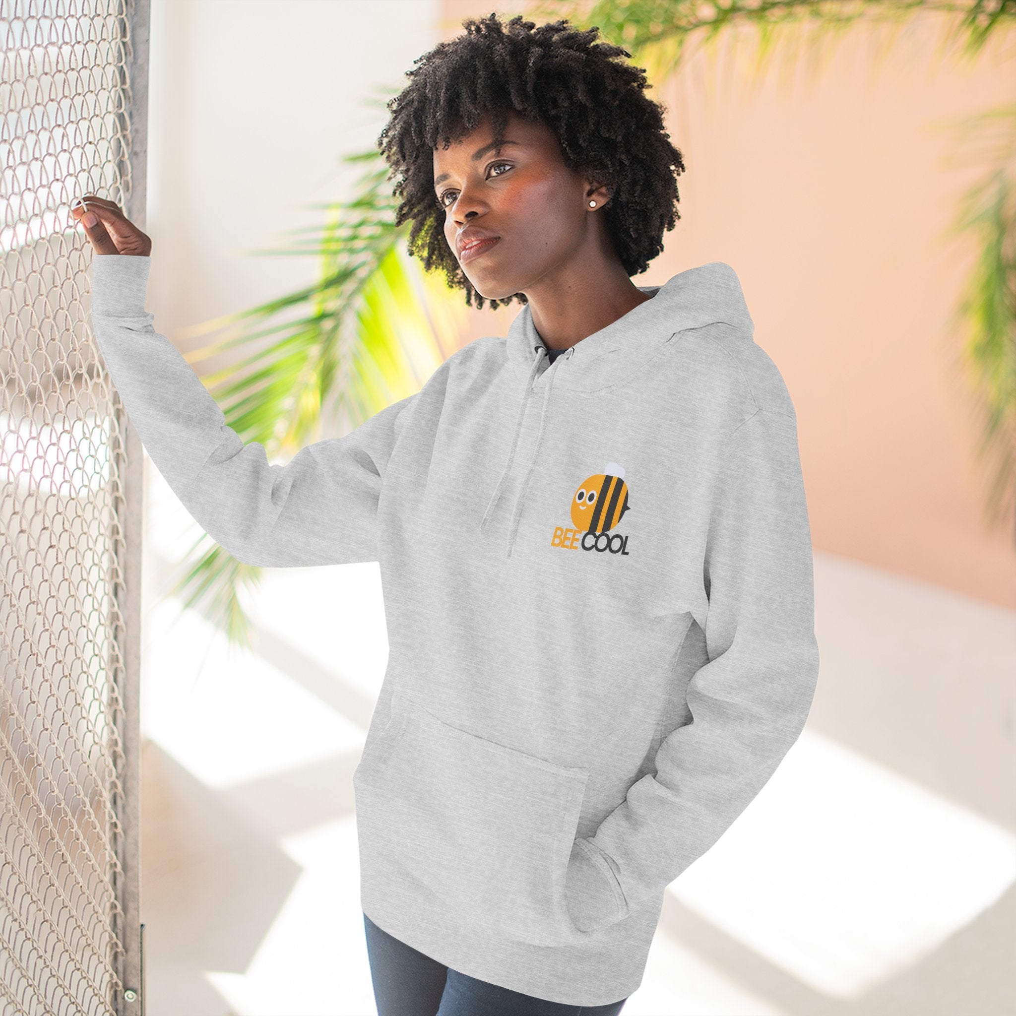 Leafen Bee Cool Fleece Hoodie - Fall Design, Cozy Sweatshirt, Perfect for cool weather, Fall Fashion, Gift Idea