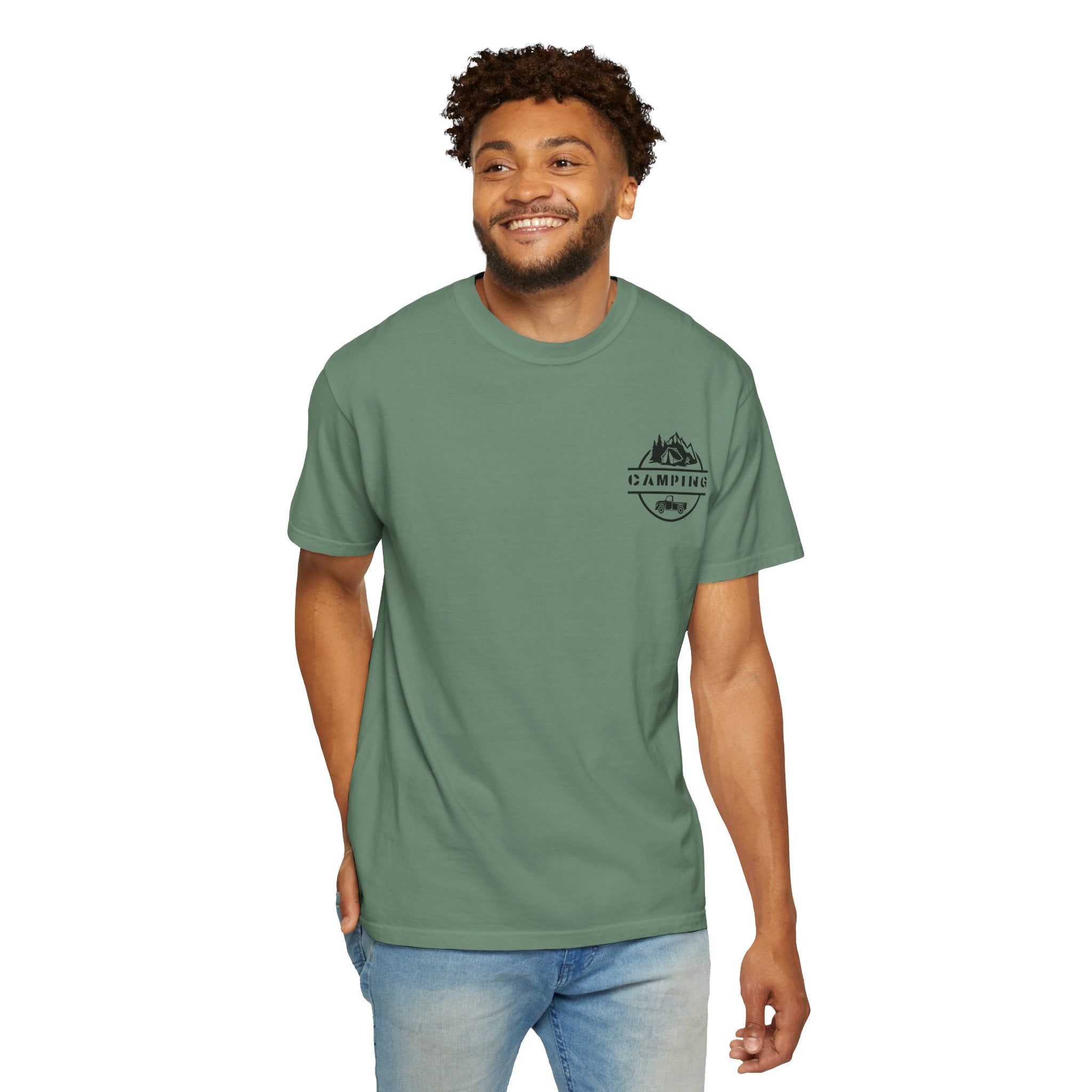 Leafen Camping Unisex Garment-Dyed T-shirt, Casual Wear, Summer Vibe, Gift for Friends, Relaxed Everyday Style