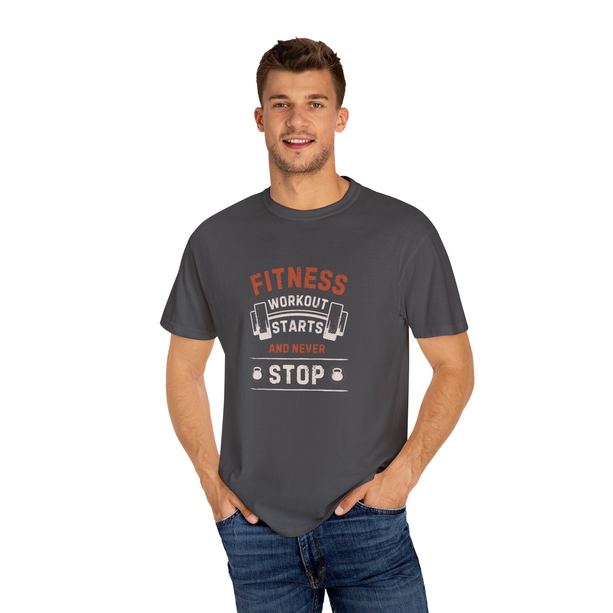 Fitness Workout Unisex Garment-Dyed T-shirt, Casual Wear, Summer Vibe, Gift for Friends, Motivational Relaxed Everyday Style