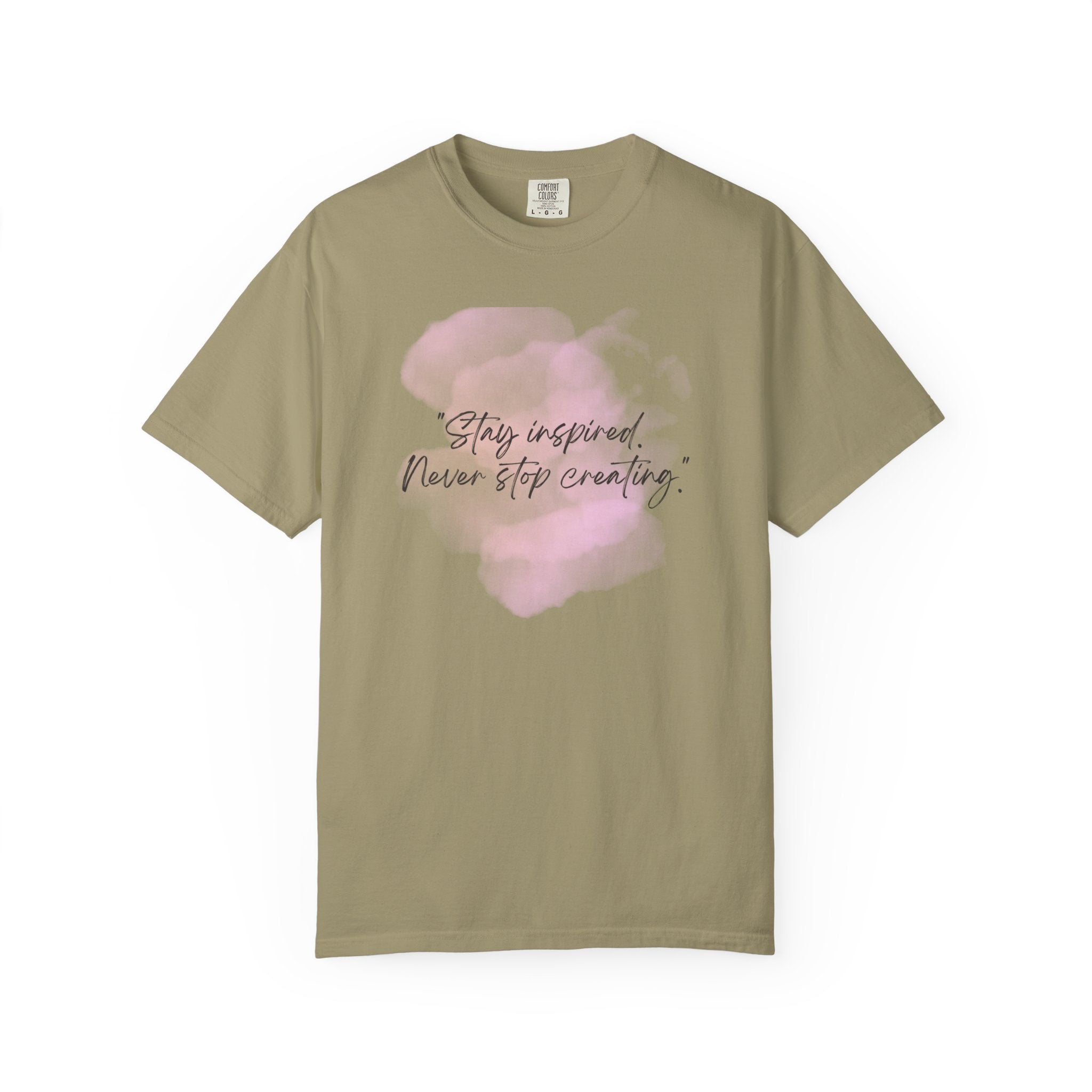 Leafen Stay Inspired Unisex Garment-Dyed T-shirt, Casual Wear, Summer Vibe, Gift for Friends, Relaxed Everyday Style