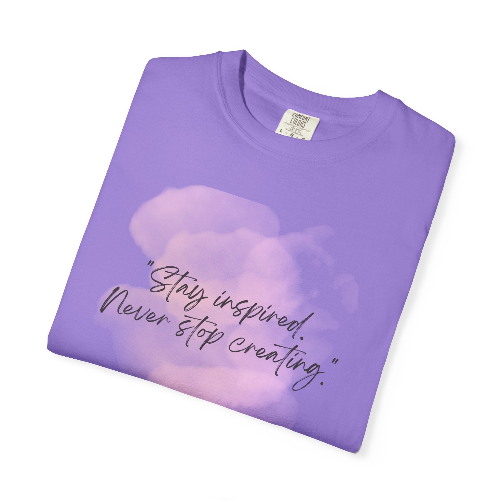 Leafen Stay Inspired Unisex Garment-Dyed T-shirt, Casual Wear, Summer Vibe, Gift for Friends, Relaxed Everyday Style