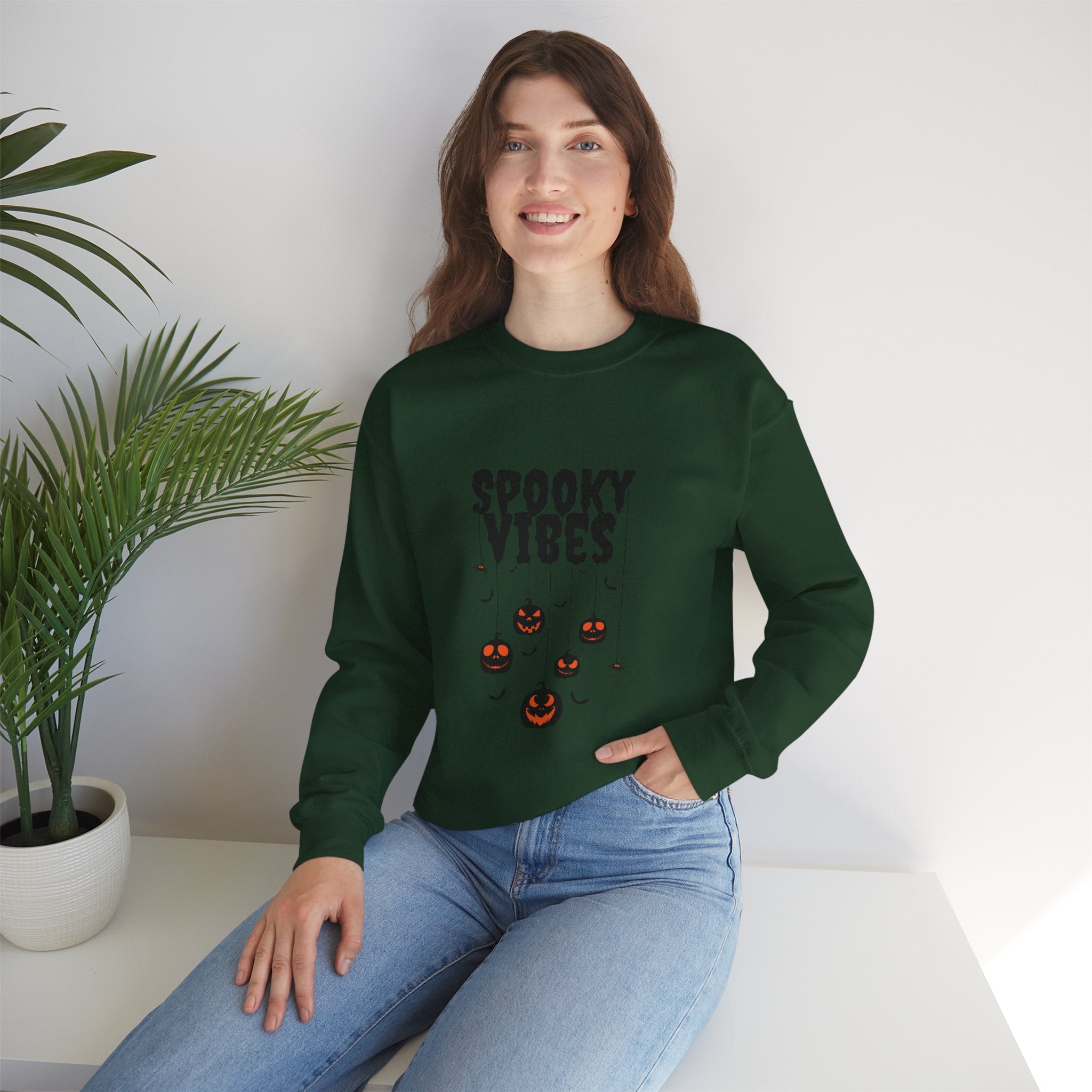 Leafen Spooky Vibes Unisex Garment-Dyed T-Shirt – 100% Ring-Spun Cotton, Soft Relaxed Fit Crewneck Tee for Men & Women