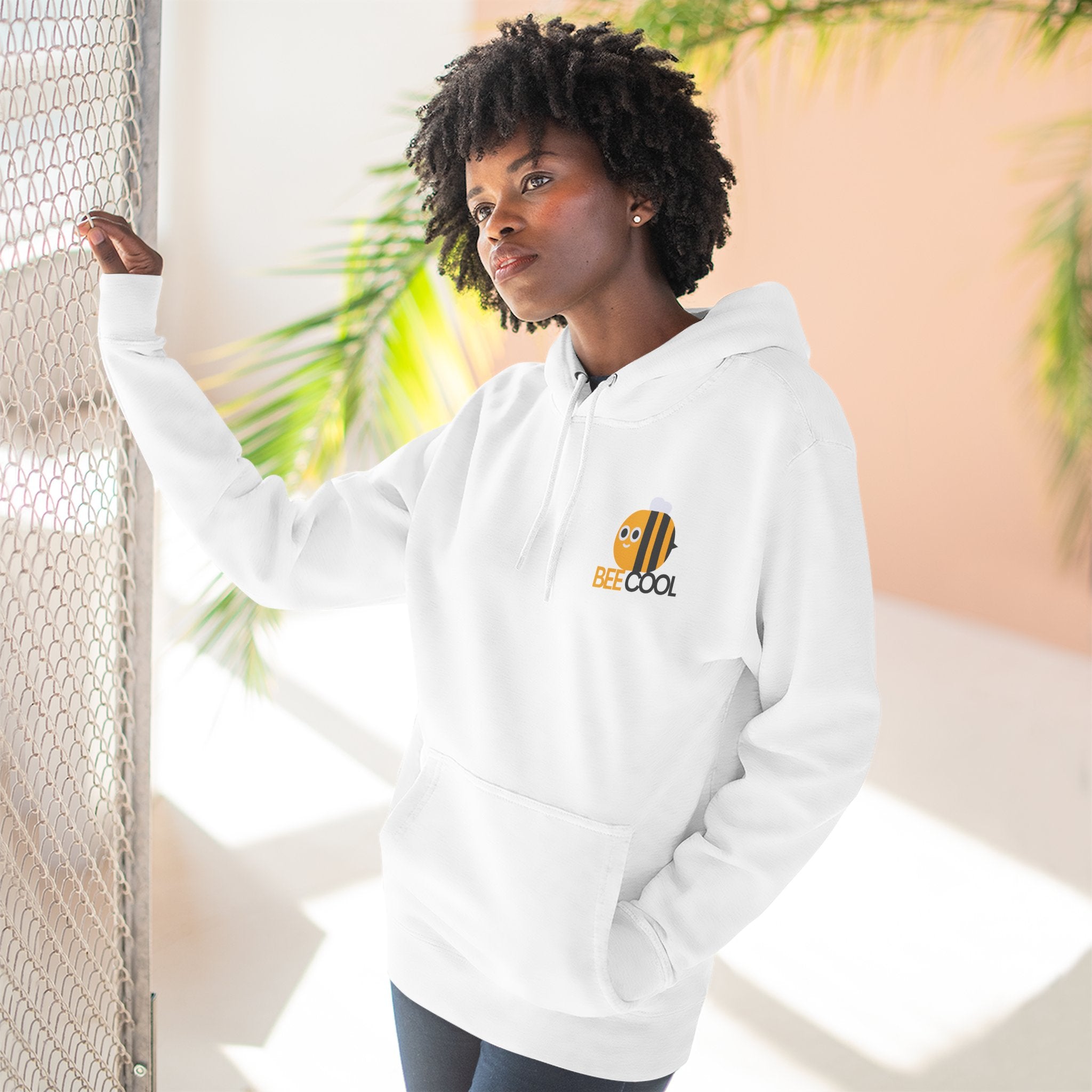 Leafen Bee Cool Fleece Hoodie - Fall Design, Cozy Sweatshirt, Perfect for cool weather, Fall Fashion, Gift Idea
