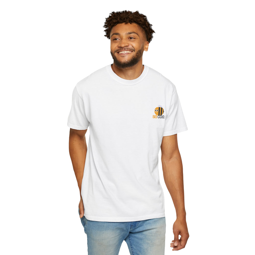 Leafen Bee Cool Unisex Garment-Dyed T-shirt, Casual Wear, Summer Vibe, Gift for Friends, Relaxed Everyday Style